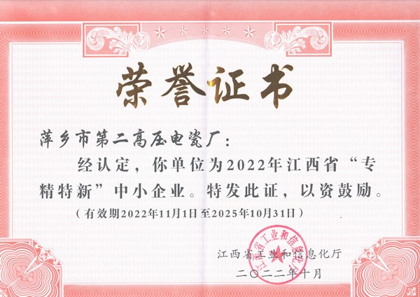 专精特新中小型企业证书